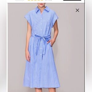 Blue Cap Sleeve Shirt Dress